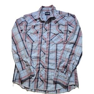 Wrangler Men's Plaid Western Snap Button Long Sleeve Shirt M/M